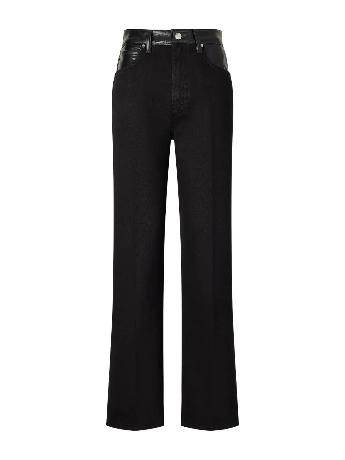 AGOLDE Morgan Leather-trimmed High-rise Straight-leg Jeans