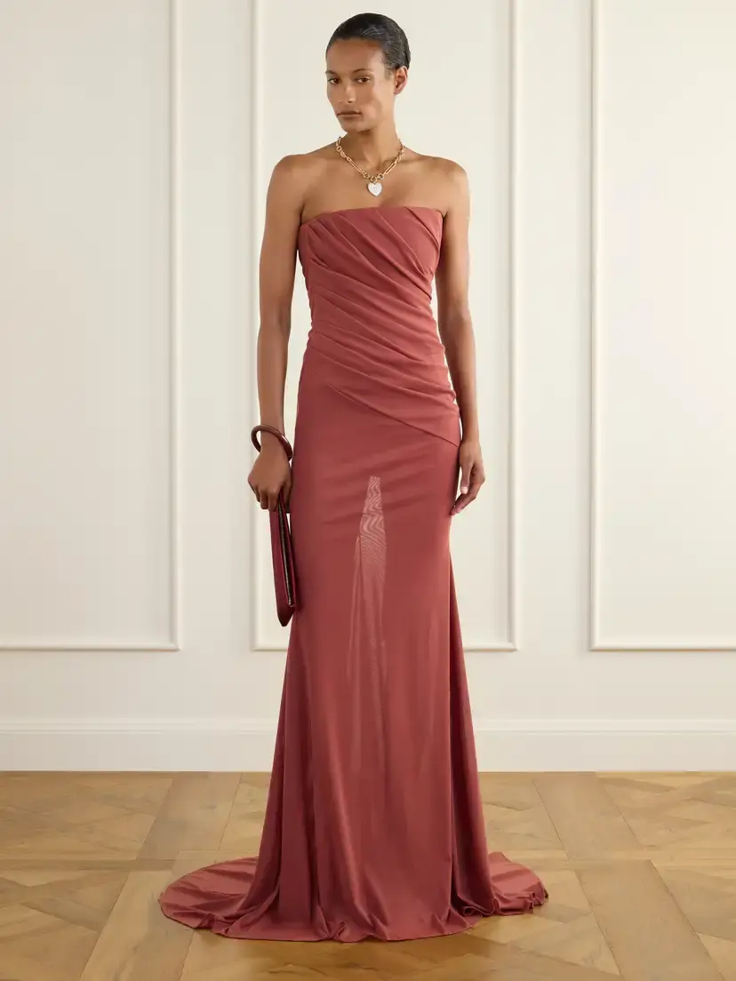 Alex Perry Gathered Mesh Gown | Thumbnail 2 Alex Perry Gathered Mesh Gown | Thumbnail 2