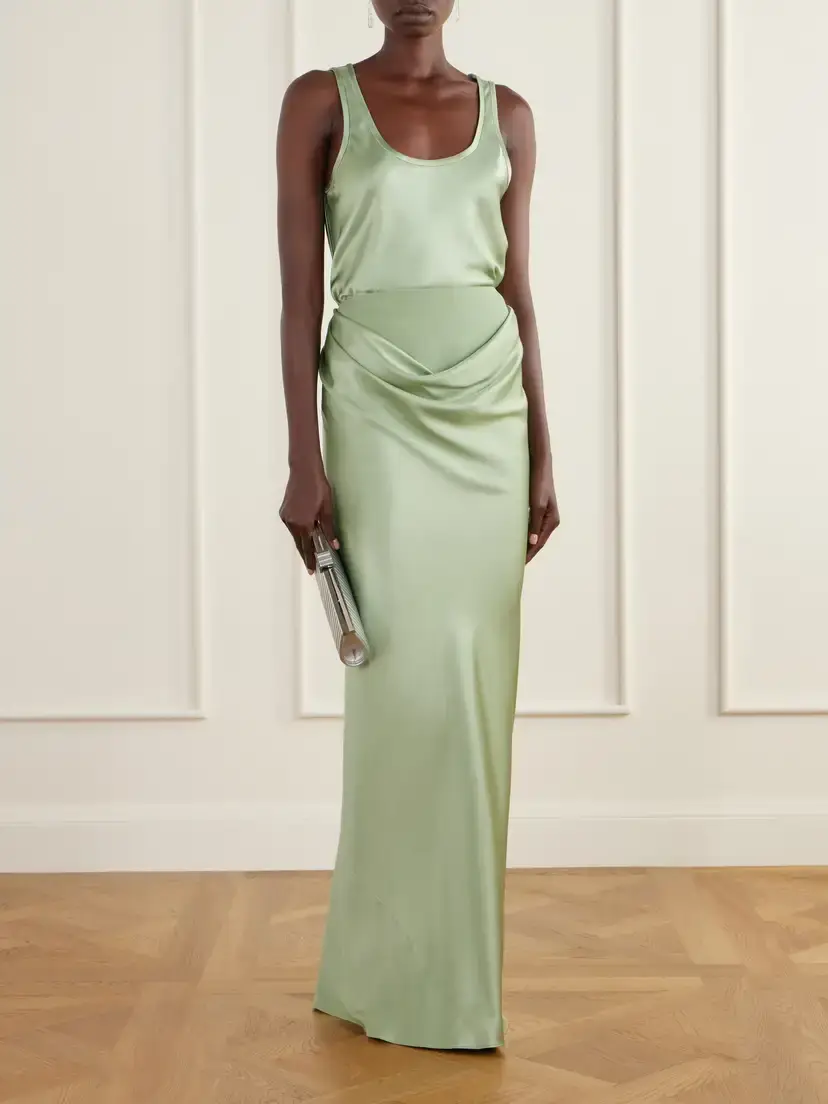 Heirlome Cleo Draped Silk-satin Maxi Skirt | Thumbnail 2