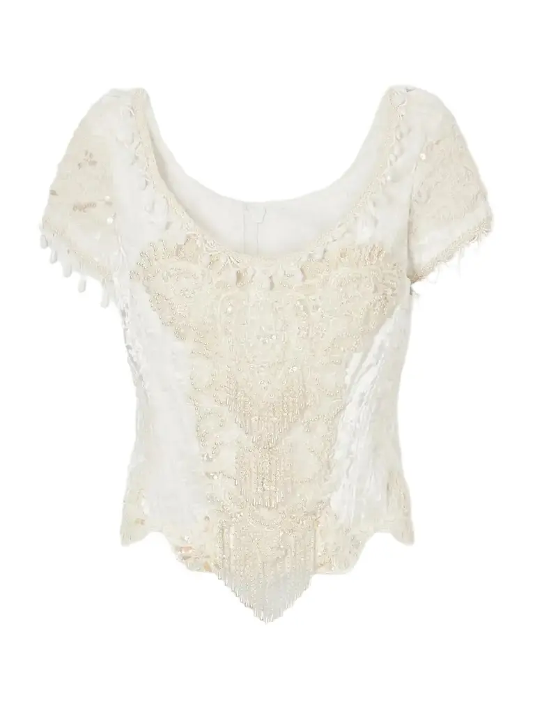 ANNA SUI Bead-embellished Velvet Corset Top