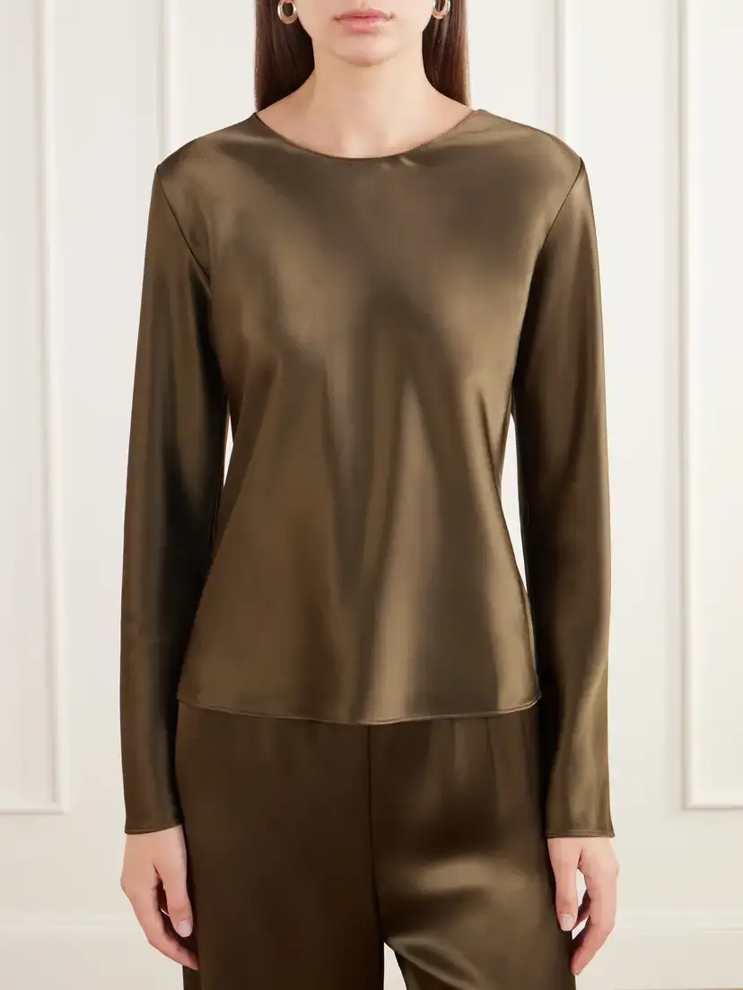 LESET Barb Draped Satin Blouse | Thumbnail 3 LESET Barb Draped Satin Blouse | Thumbnail 3