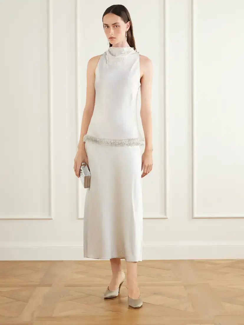 Abadia Farah Bead-embellished Satin Top | Thumbnail 2