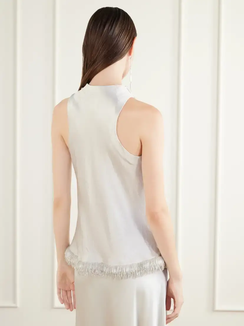 Abadia Farah Bead-embellished Satin Top | Thumbnail 3