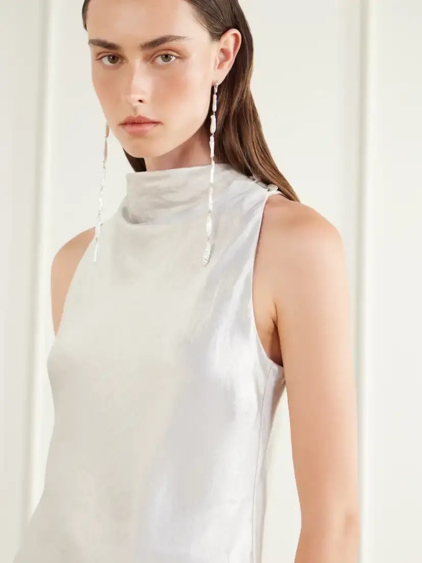 Abadia Farah Bead-embellished Satin Top | Thumbnail 4