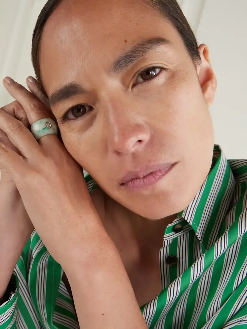 Eleuteri Vintage 1950s Jade And Diamond Ring - Green | Thumbnail 2 Eleuteri Vintage 1950s Jade And Diamond Ring - Green | Thumbnail 2