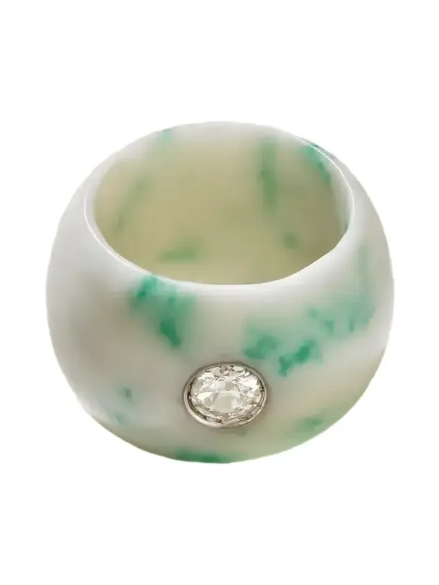 Eleuteri Vintage 1950s Jade And Diamond Ring - Green