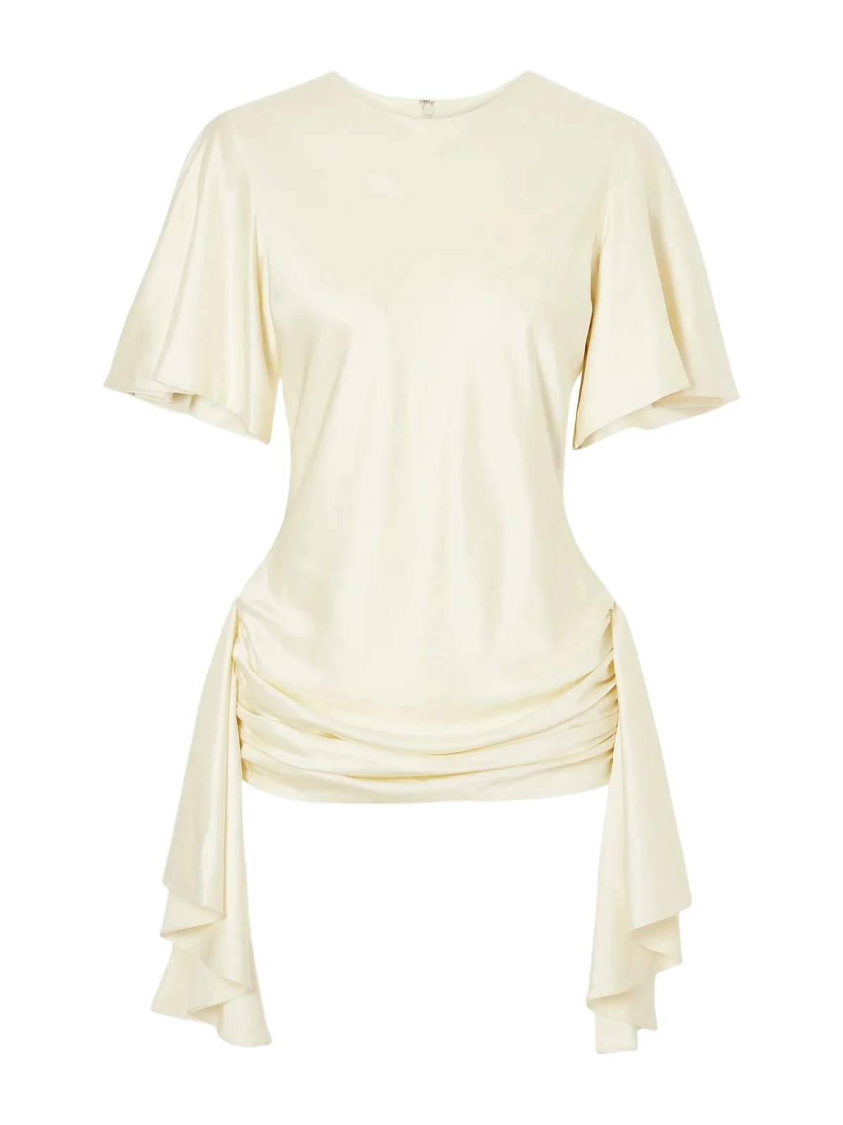 Abadia Gathered Linen-blend Satin Blouse
