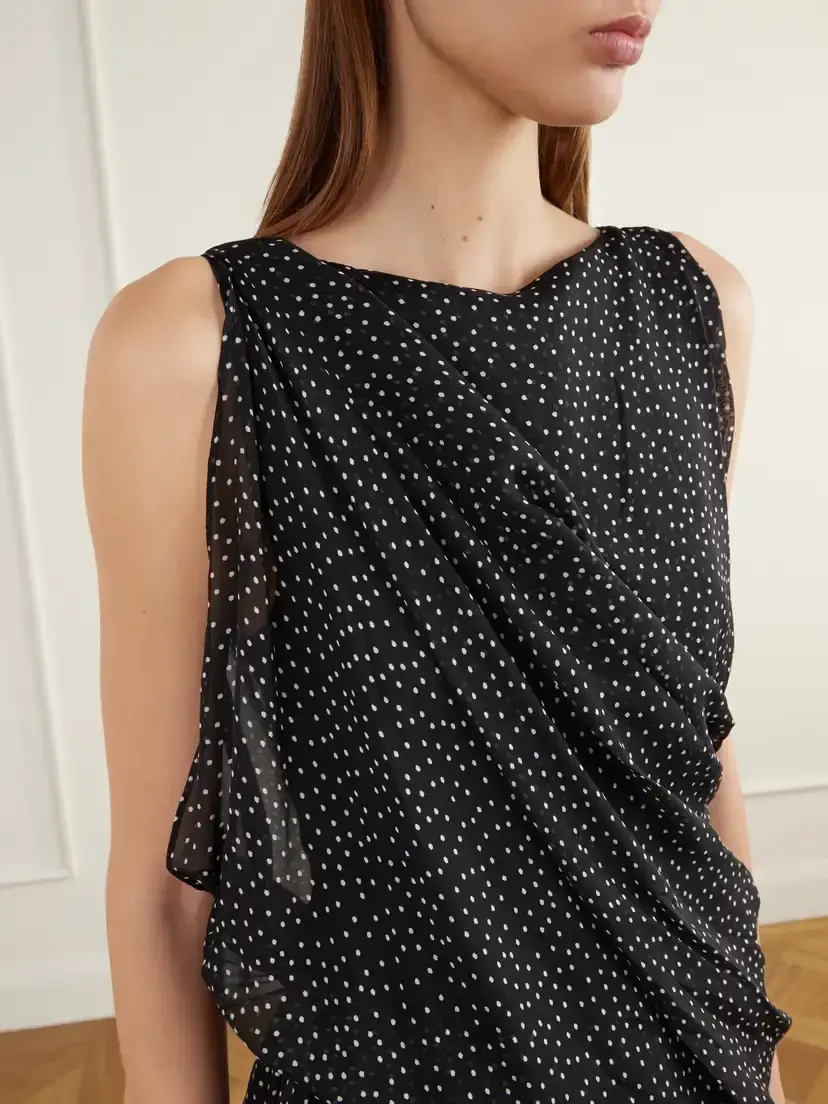 SIR. Arisa Polka-dots Draped Silk-chiffon Mini Dress | Thumbnail 4 SIR. Arisa Polka-dots Draped Silk-chiffon Mini Dress | Thumbnail 4