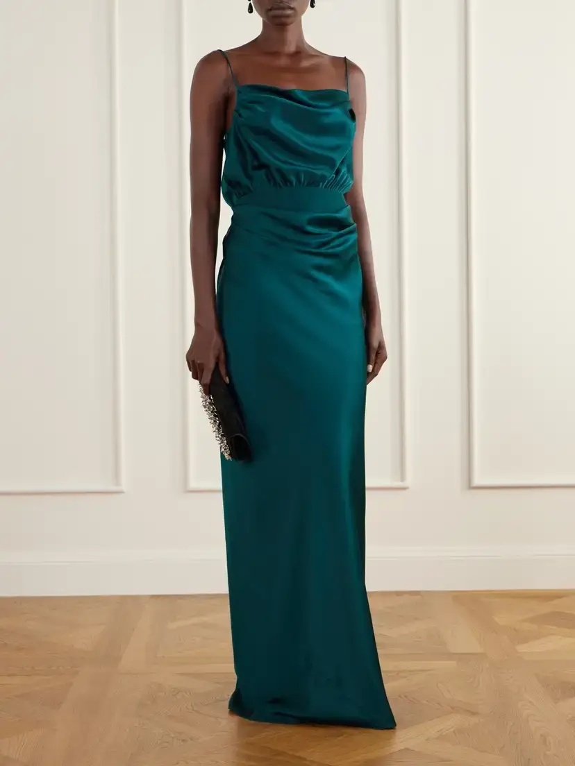 Heirlome Cleo Gathered Silk-satin Gown | Thumbnail 2