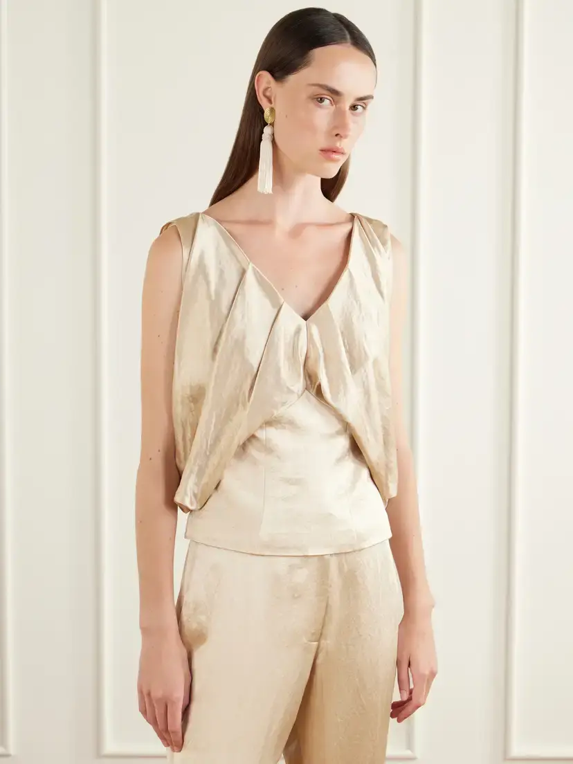 Abadia Laila Pleated Satin Blouse | Thumbnail 3 Abadia Laila Pleated Satin Blouse | Thumbnail 3