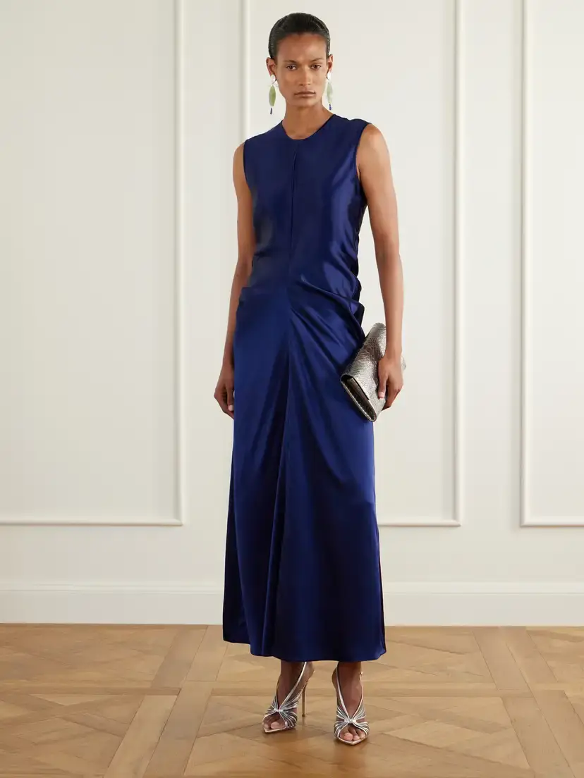 FFORME Lillian Draped Satin Midi Dress | Thumbnail 2 FFORME Lillian Draped Satin Midi Dress | Thumbnail 2