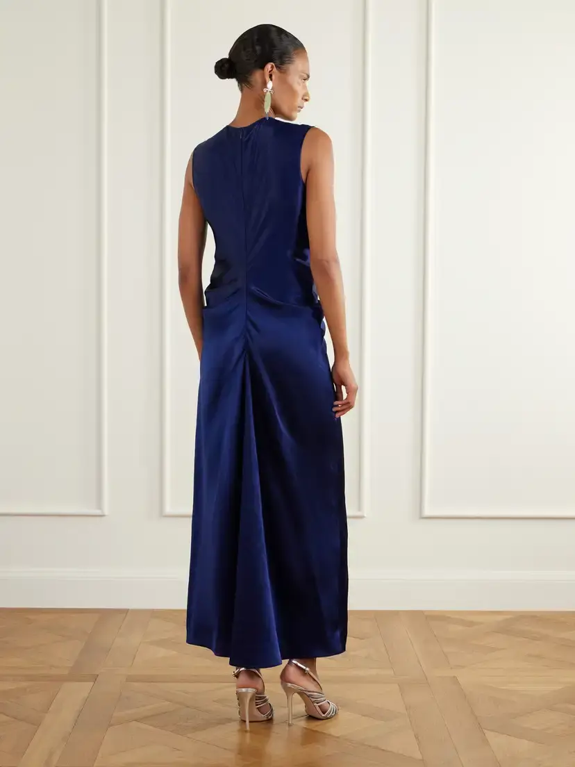 FFORME Lillian Draped Satin Midi Dress | Thumbnail 3 FFORME Lillian Draped Satin Midi Dress | Thumbnail 3