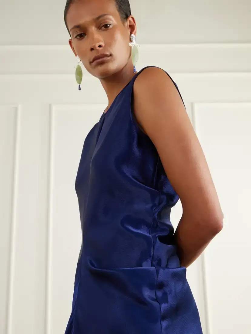 FFORME Lillian Draped Satin Midi Dress | Thumbnail 4 FFORME Lillian Draped Satin Midi Dress | Thumbnail 4