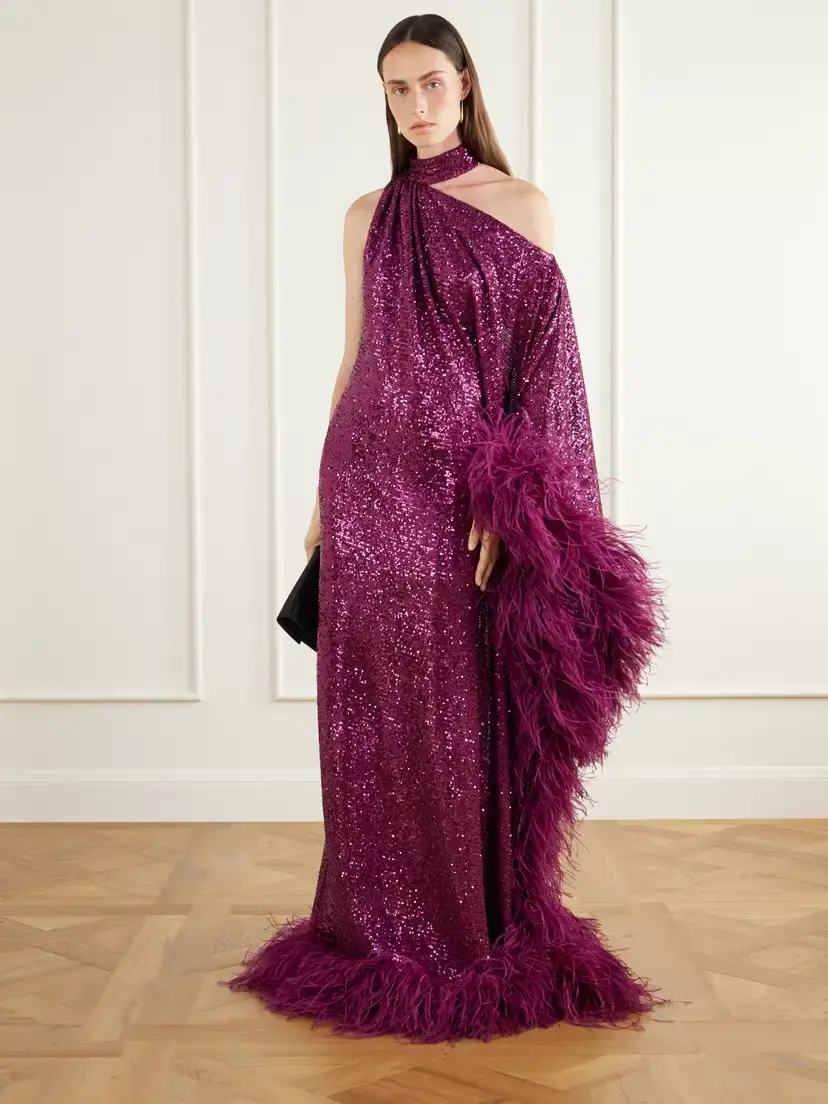 Taller Marmo One-shoulder Feather-trimmed Sequined Gown | Thumbnail 2 Taller Marmo One-shoulder Feather-trimmed Sequined Gown | Thumbnail 2