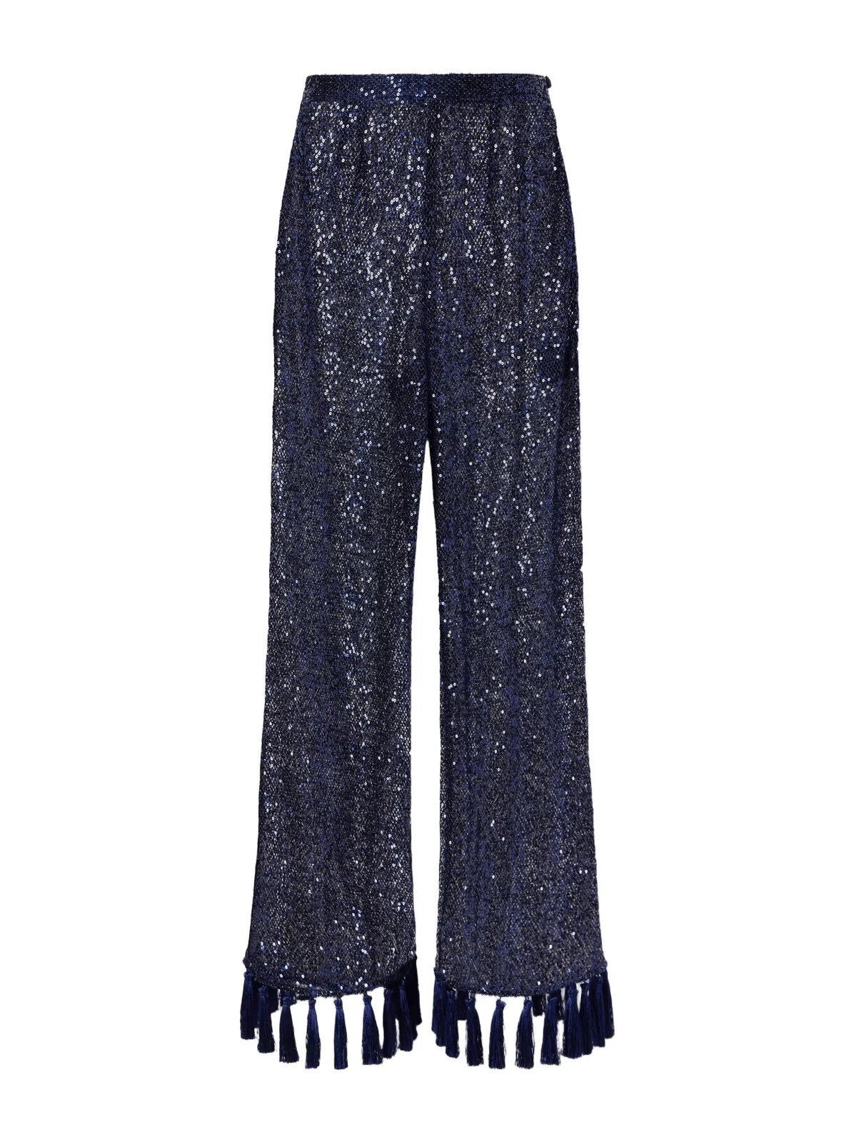 Taller Marmo Sequined-embellished Fringed-trimmed Mesh Straight-leg Pants