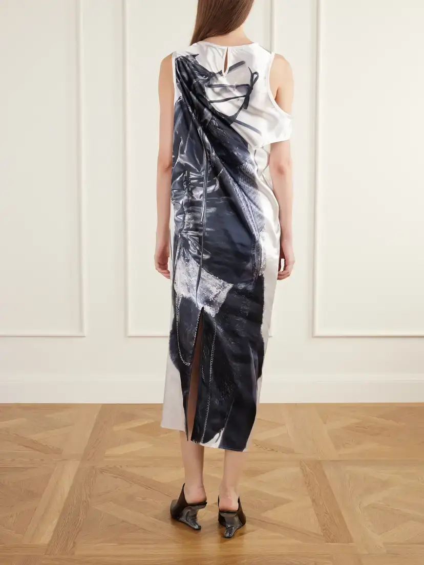 Junya Watanabe Cut-out Printed Satin Midi Dress | Thumbnail 3 Junya Watanabe Cut-out Printed Satin Midi Dress | Thumbnail 3