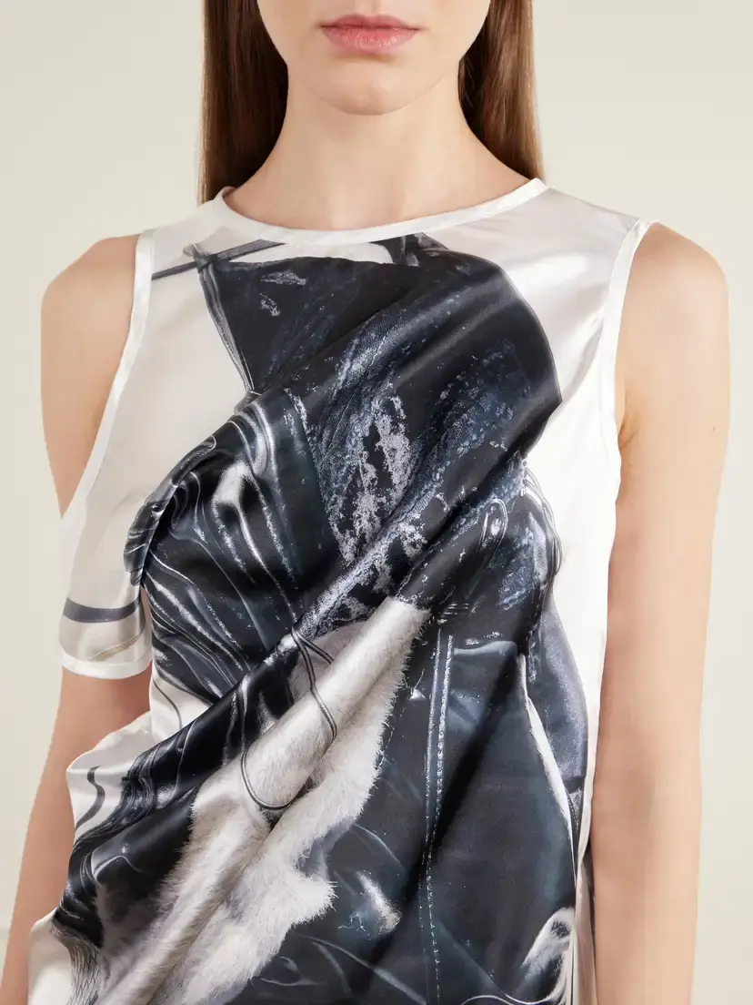Junya Watanabe Cut-out Printed Satin Midi Dress | Thumbnail 4 Junya Watanabe Cut-out Printed Satin Midi Dress | Thumbnail 4