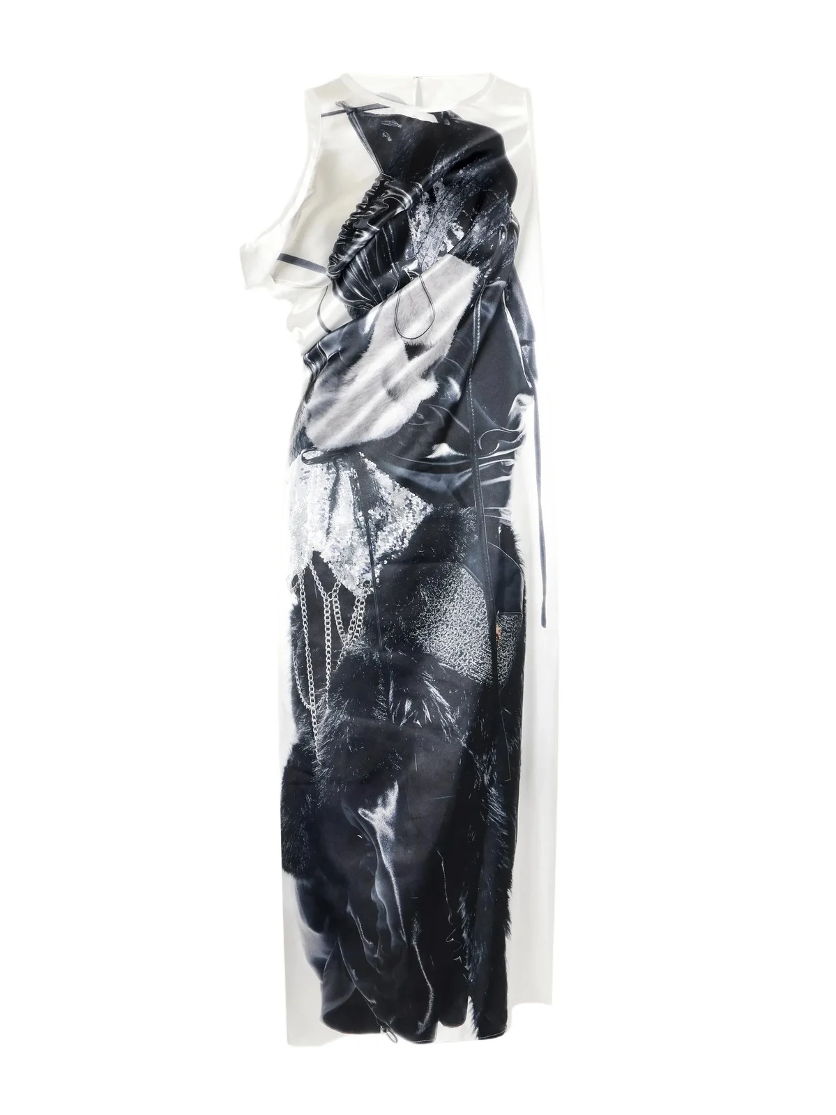 Junya Watanabe Cut-out Printed Satin Midi Dress