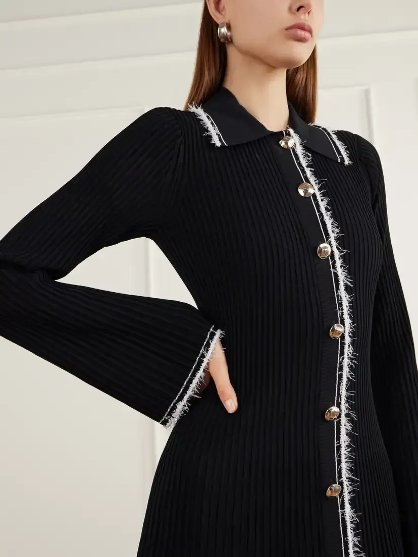Simkhai Orelia Eyelash-trimmed Ribbed Midi Dress | Thumbnail 4 Simkhai Orelia Eyelash-trimmed Ribbed Midi Dress | Thumbnail 4