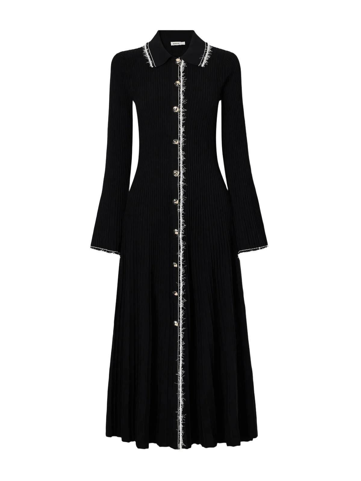 Orelia Eyelash-trimmed Ribbed Midi Dress Orelia Eyelash-trimmed Ribbed Midi Dress