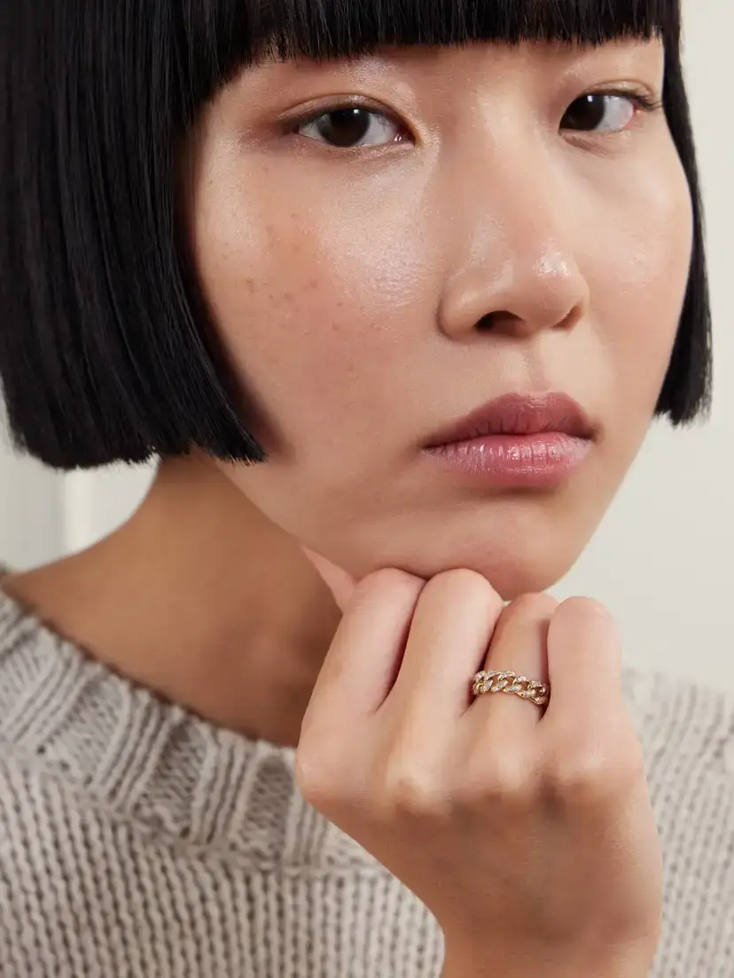 SHAY Mini Link 18-karat Gold Diamond Ring | Thumbnail 2