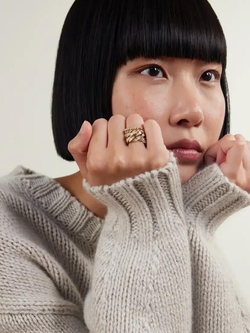 SHAY Mini Link 18-karat Gold Diamond Ring | Thumbnail 4
