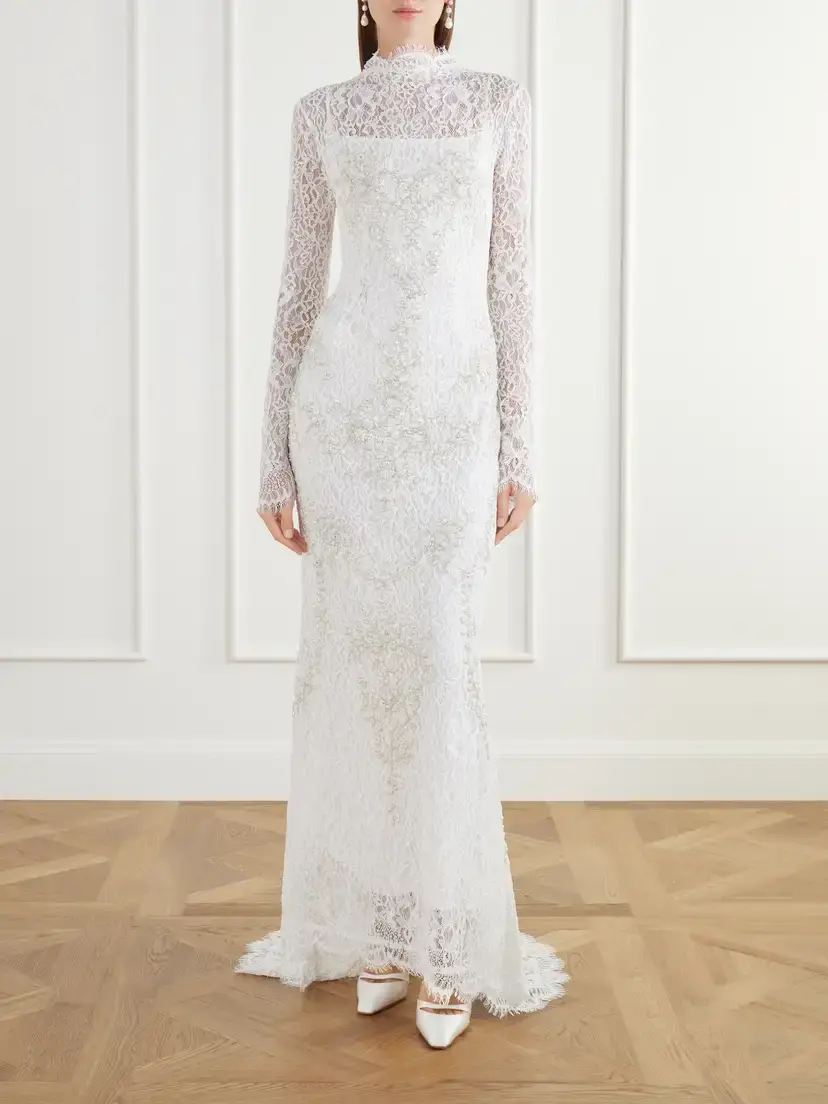 Clio Peppiatt Sylvia Bead-embellished Floral-lace Gown | Thumbnail 2