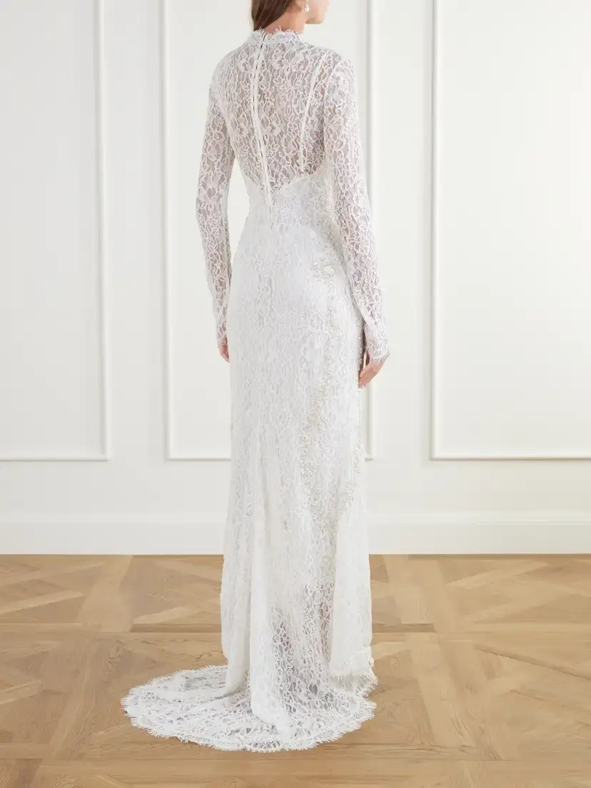Clio Peppiatt Sylvia Bead-embellished Floral-lace Gown | Thumbnail 3