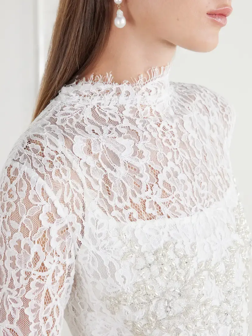 Clio Peppiatt Sylvia Bead-embellished Floral-lace Gown | Thumbnail 4