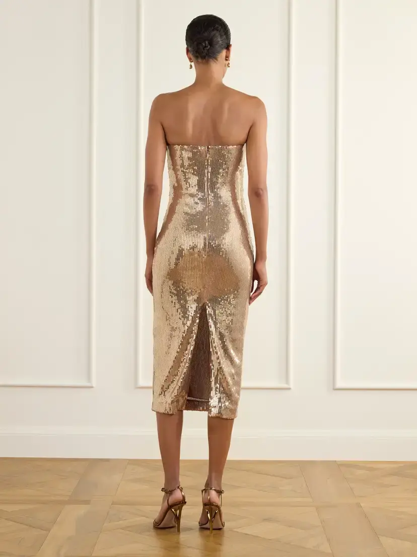 Alex Perry Strapless Sequin-embellished Midi Dress | Thumbnail 3 Alex Perry Strapless Sequin-embellished Midi Dress | Thumbnail 3