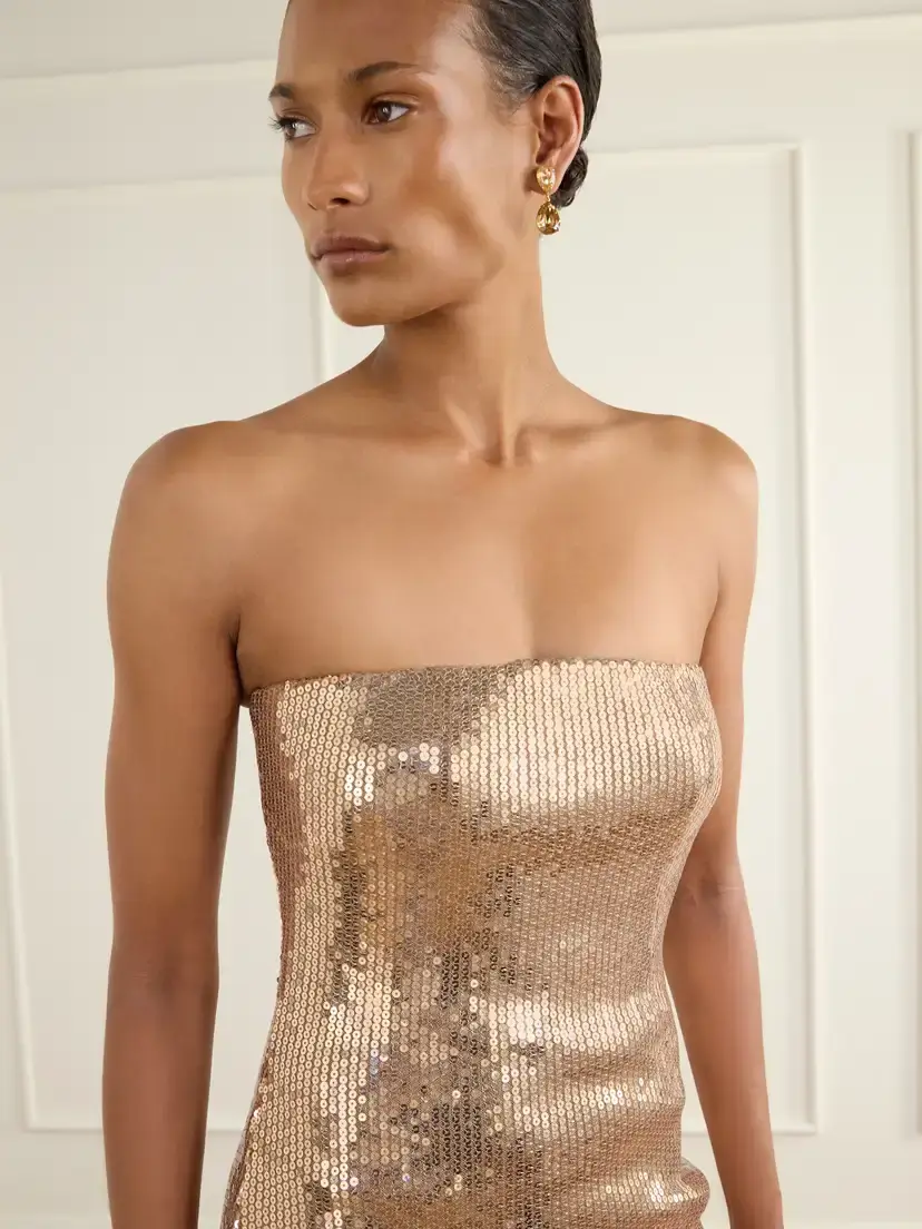 Alex Perry Strapless Sequin-embellished Midi Dress | Thumbnail 4 Alex Perry Strapless Sequin-embellished Midi Dress | Thumbnail 4