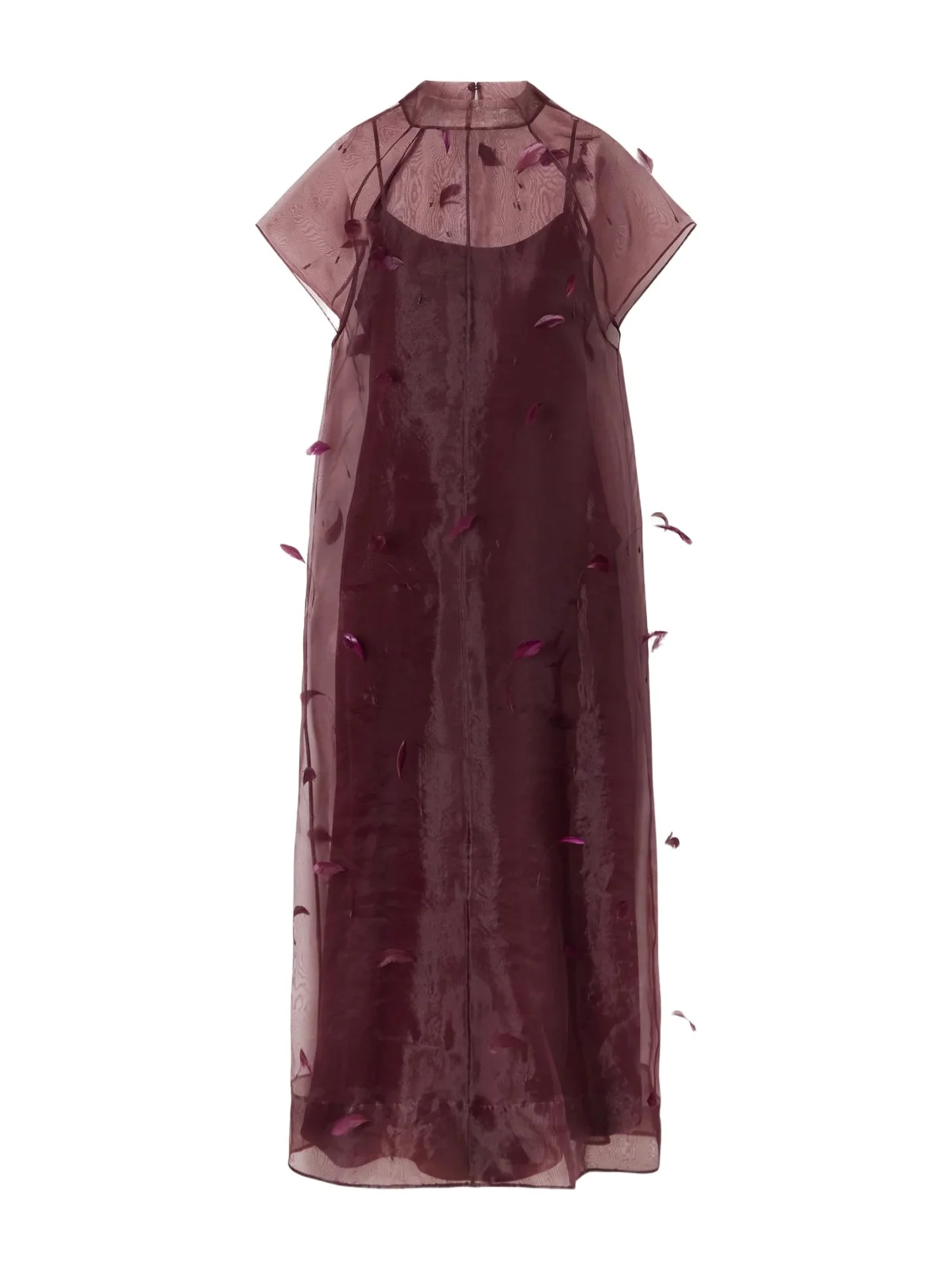 Pauline Feather-embellished Organza Midi Dress