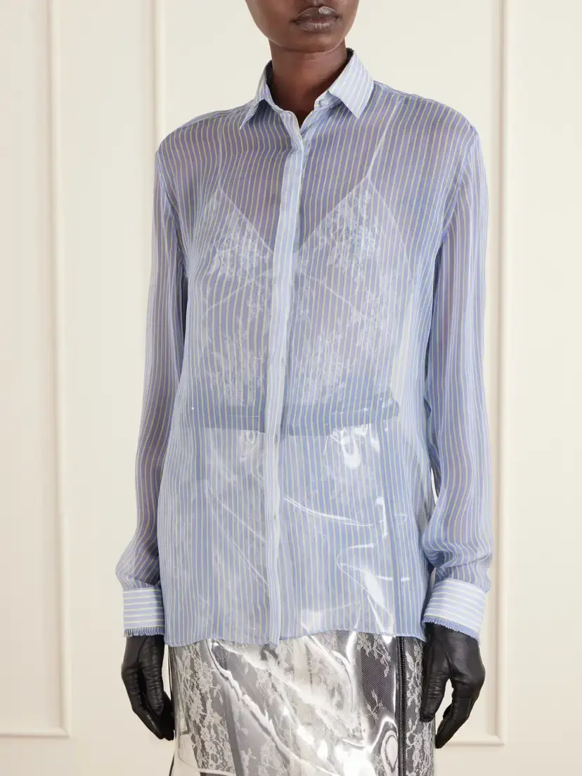 Tom Ford Striped Silk-chiffon Shirt | Thumbnail 3 Tom Ford Striped Silk-chiffon Shirt | Thumbnail 3