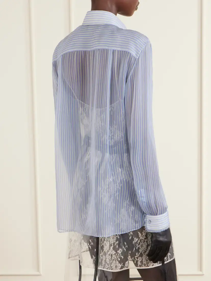 Tom Ford Striped Silk-chiffon Shirt | Thumbnail 4 Tom Ford Striped Silk-chiffon Shirt | Thumbnail 4