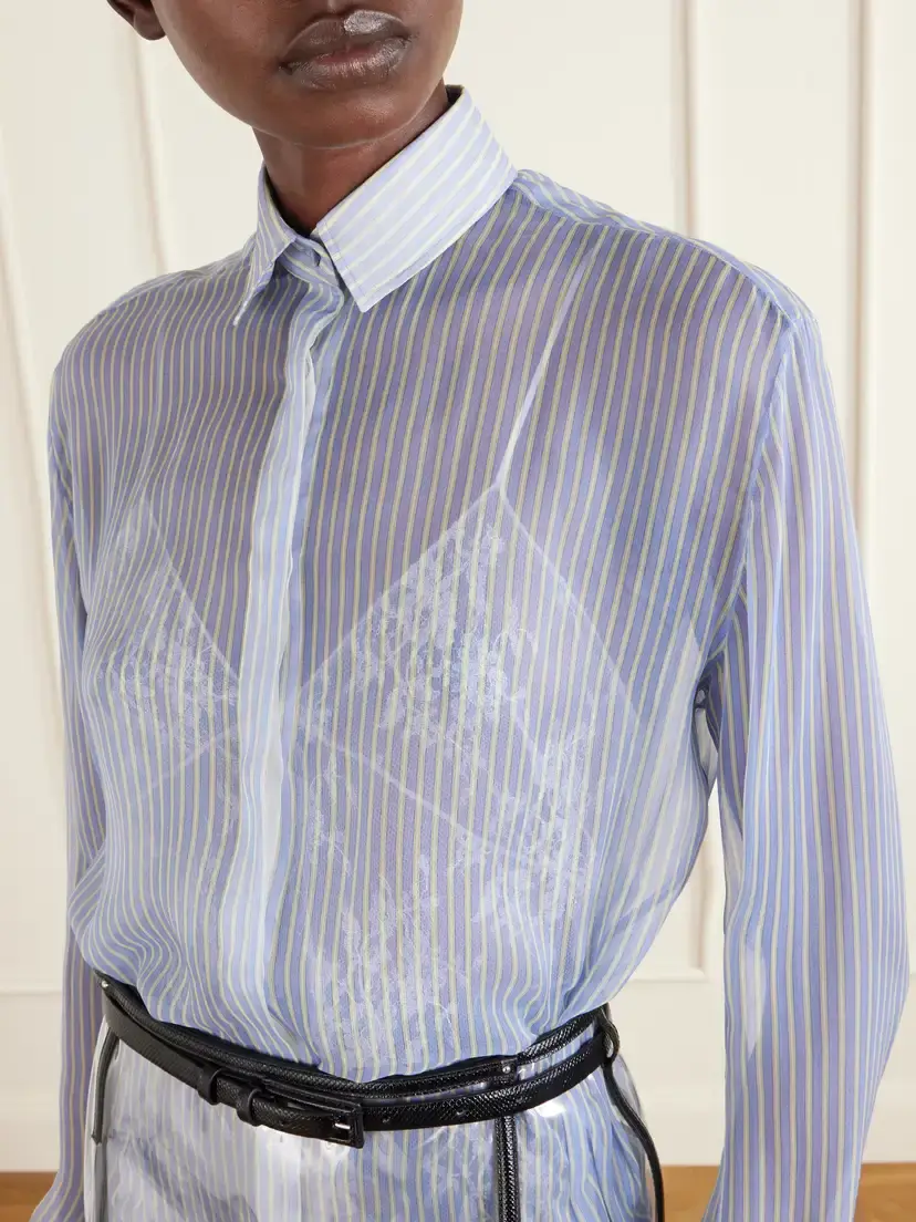 Tom Ford Striped Silk-chiffon Shirt | Thumbnail 5 Tom Ford Striped Silk-chiffon Shirt | Thumbnail 5
