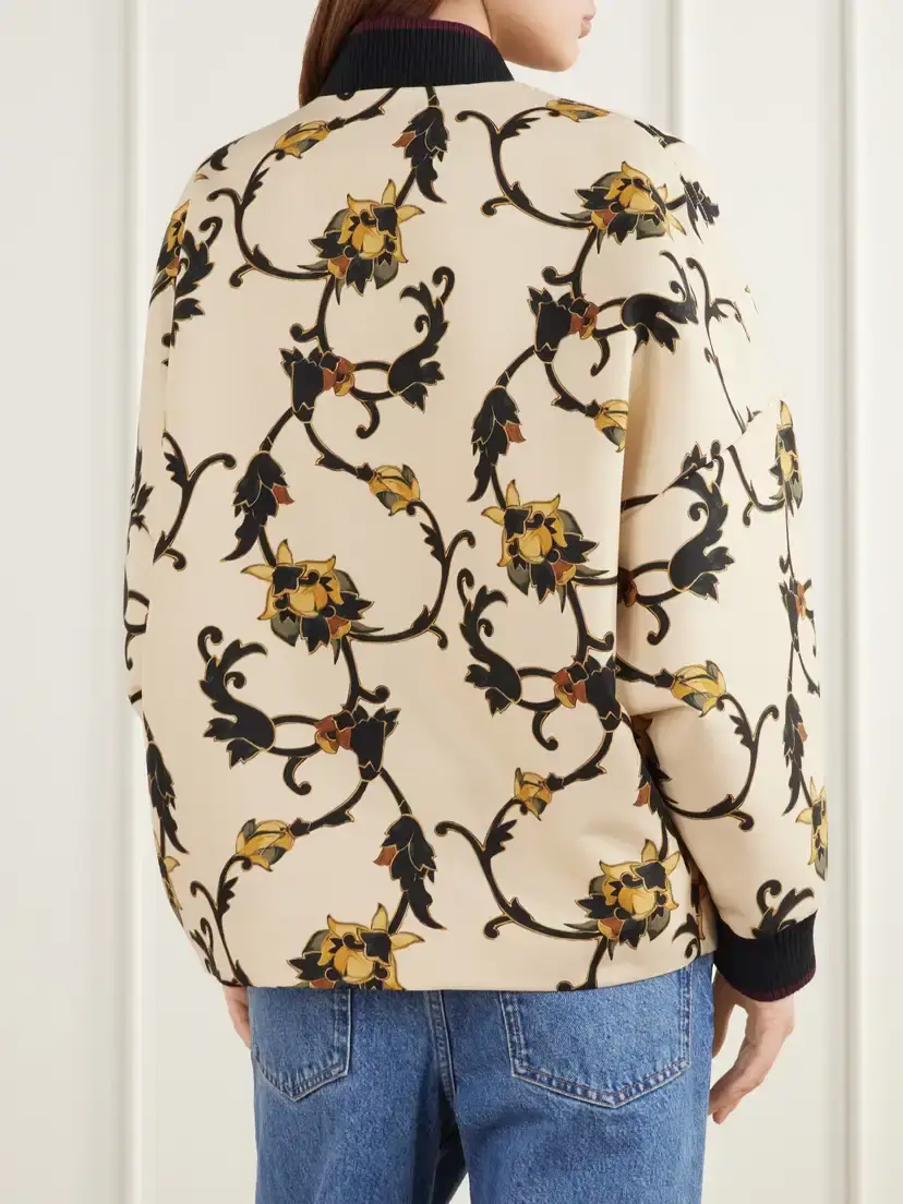 La DoubleJ Brooklyn Floral-print Rib-trimmed Wool-blend Cady Jacket | Thumbnail 4
