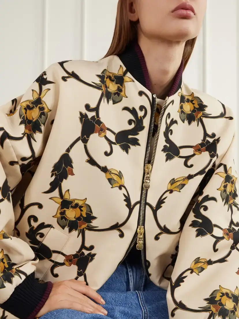 La DoubleJ Brooklyn Floral-print Rib-trimmed Wool-blend Cady Jacket | Thumbnail 5