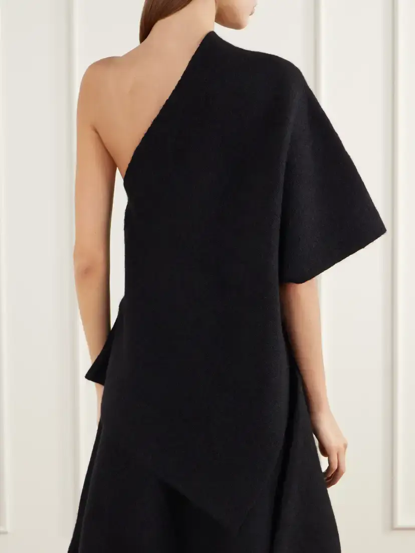 Lauren Manoogian Manta One-shoulder Asymmetric Merino Wool, Alpaca And Cotton-blend Blouse - Black | Thumbnail 3 Lauren Manoogian Manta One-shoulder Asymmetric Merino Wool, Alpaca And Cotton-blend Blouse - Black | Thumbnail 3