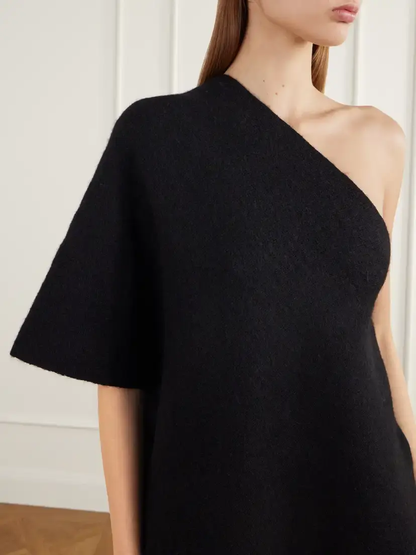 Lauren Manoogian Manta One-shoulder Asymmetric Merino Wool, Alpaca And Cotton-blend Blouse - Black | Thumbnail 4 Lauren Manoogian Manta One-shoulder Asymmetric Merino Wool, Alpaca And Cotton-blend Blouse - Black | Thumbnail 4