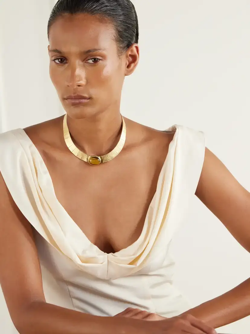 Juju Vera Athena Gold Vermeil Tiger's Eye Choker | Thumbnail 2 Juju Vera Athena Gold Vermeil Tiger's Eye Choker | Thumbnail 2