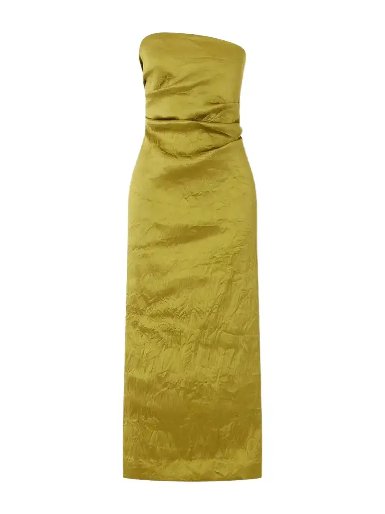 Tove Kezia Draped Crinkled Satin Midi Dress