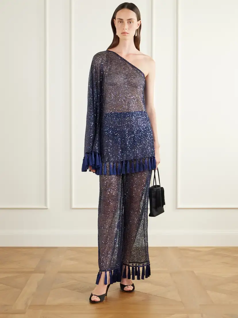 Taller Marmo One-shoulder Fringed Sequined Mesh Mini Dress | Thumbnail 2 Taller Marmo One-shoulder Fringed Sequined Mesh Mini Dress | Thumbnail 2