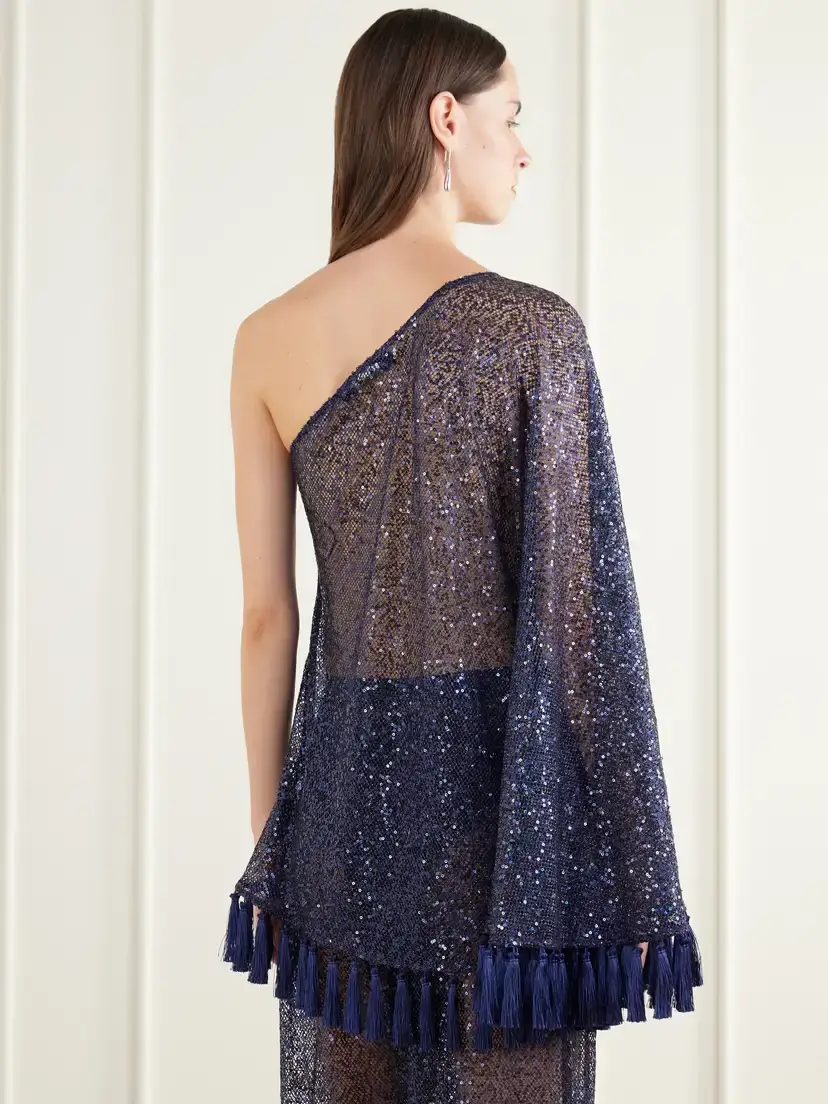 Taller Marmo One-shoulder Fringed Sequined Mesh Mini Dress | Thumbnail 3 Taller Marmo One-shoulder Fringed Sequined Mesh Mini Dress | Thumbnail 3
