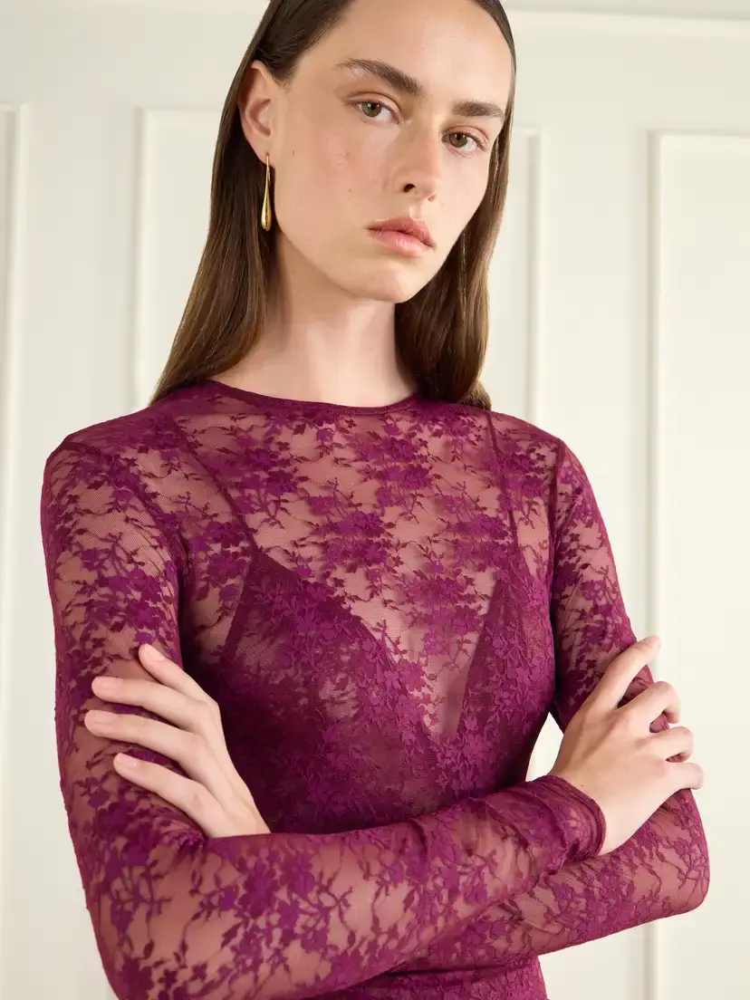 Alex Perry Ruched Lace Gown | Thumbnail 4