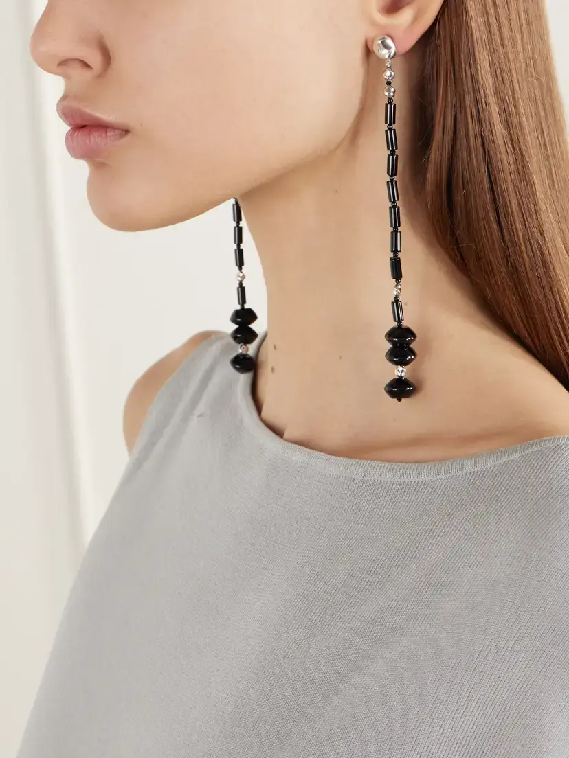 AGMES Margot Silver-tone Onyx Earrings | Thumbnail 2 AGMES Margot Silver-tone Onyx Earrings | Thumbnail 2