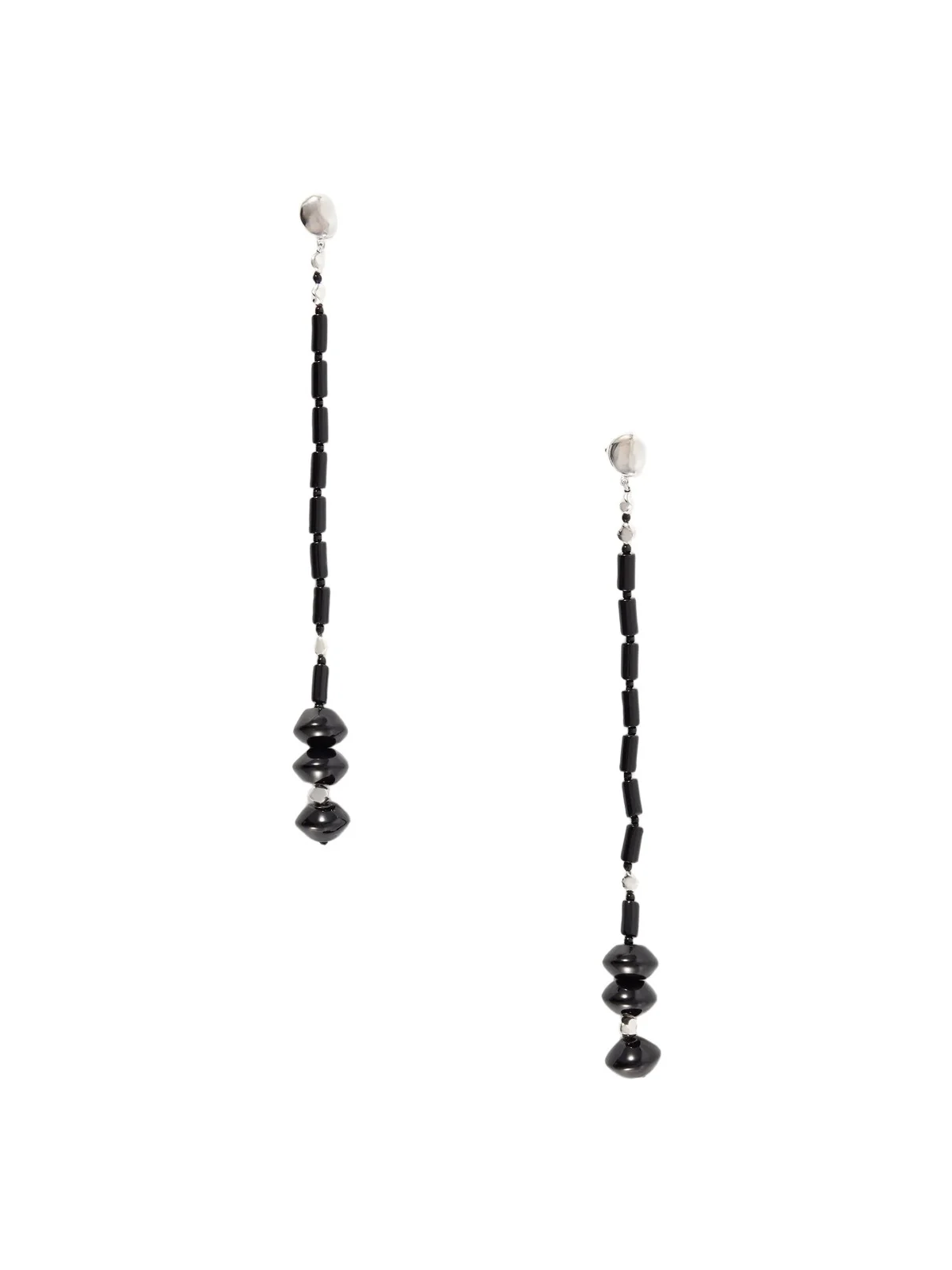 AGMES Margot Silver-tone Onyx Earrings