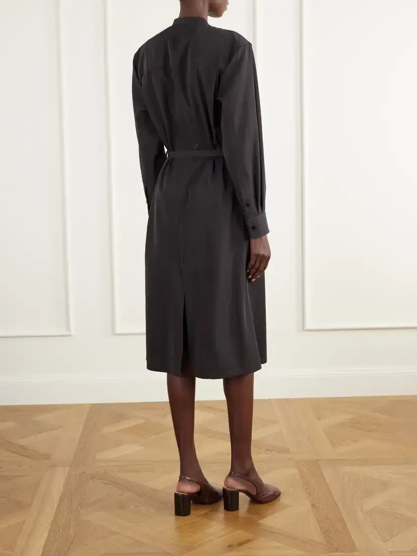 Lemaire Belted Pleated Wool-blend Gabardine Midi Dress | Thumbnail 4 Lemaire Belted Pleated Wool-blend Gabardine Midi Dress | Thumbnail 4