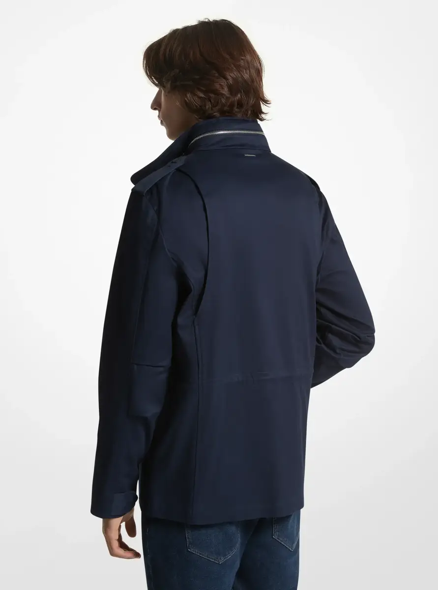 Michael Kors Collection Stretch Organic Cotton Field Jacket in Blue | Thumbnail 2 Michael Kors Collection Stretch Organic Cotton Field Jacket in Blue | Thumbnail 2