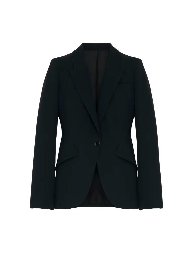 Alexander McQueen Peak Shoulder Leaf Crepe Jacket