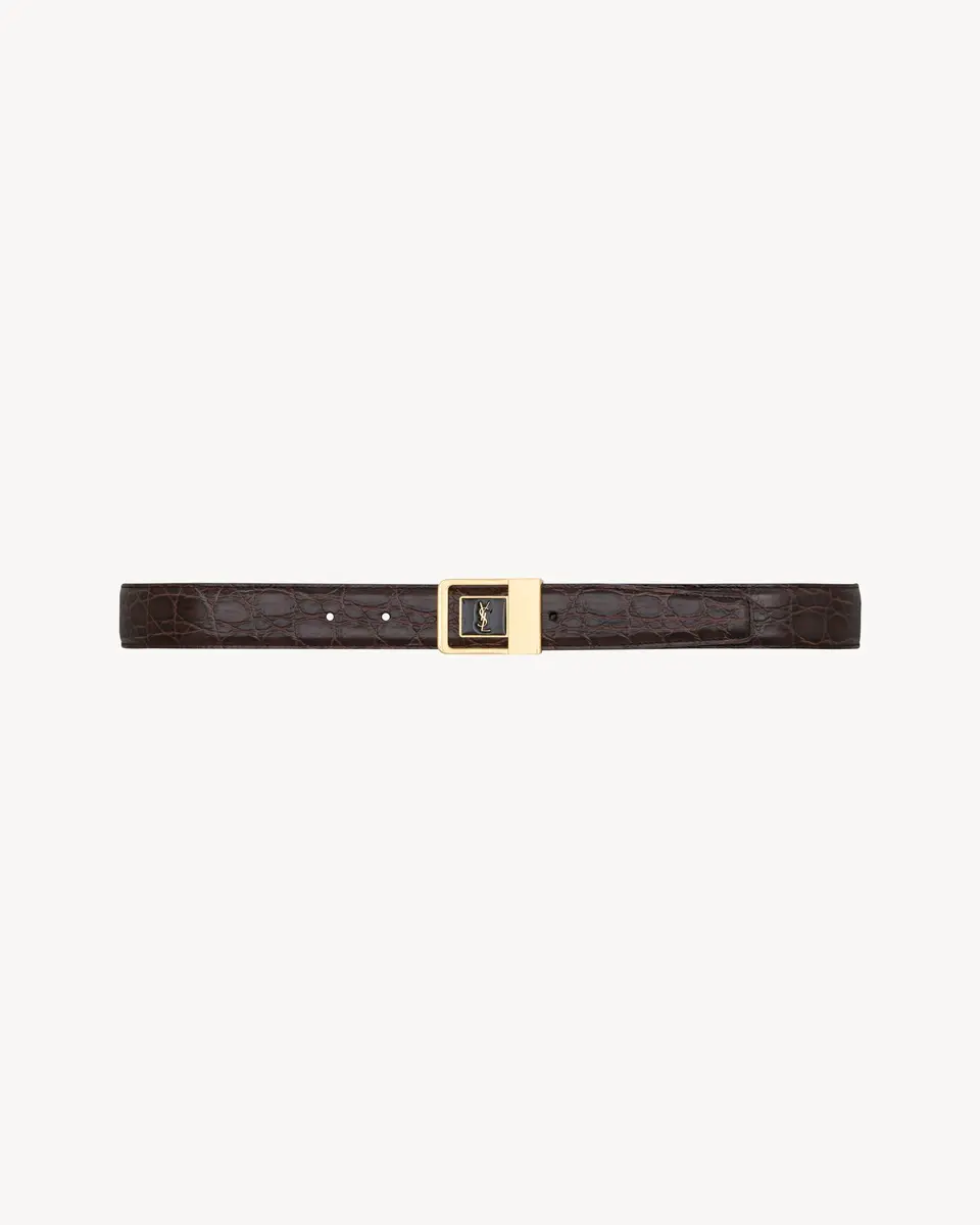 Yves Saint Laurent LA 66 buckle belt in crocodile-embossed leather | Thumbnail 3